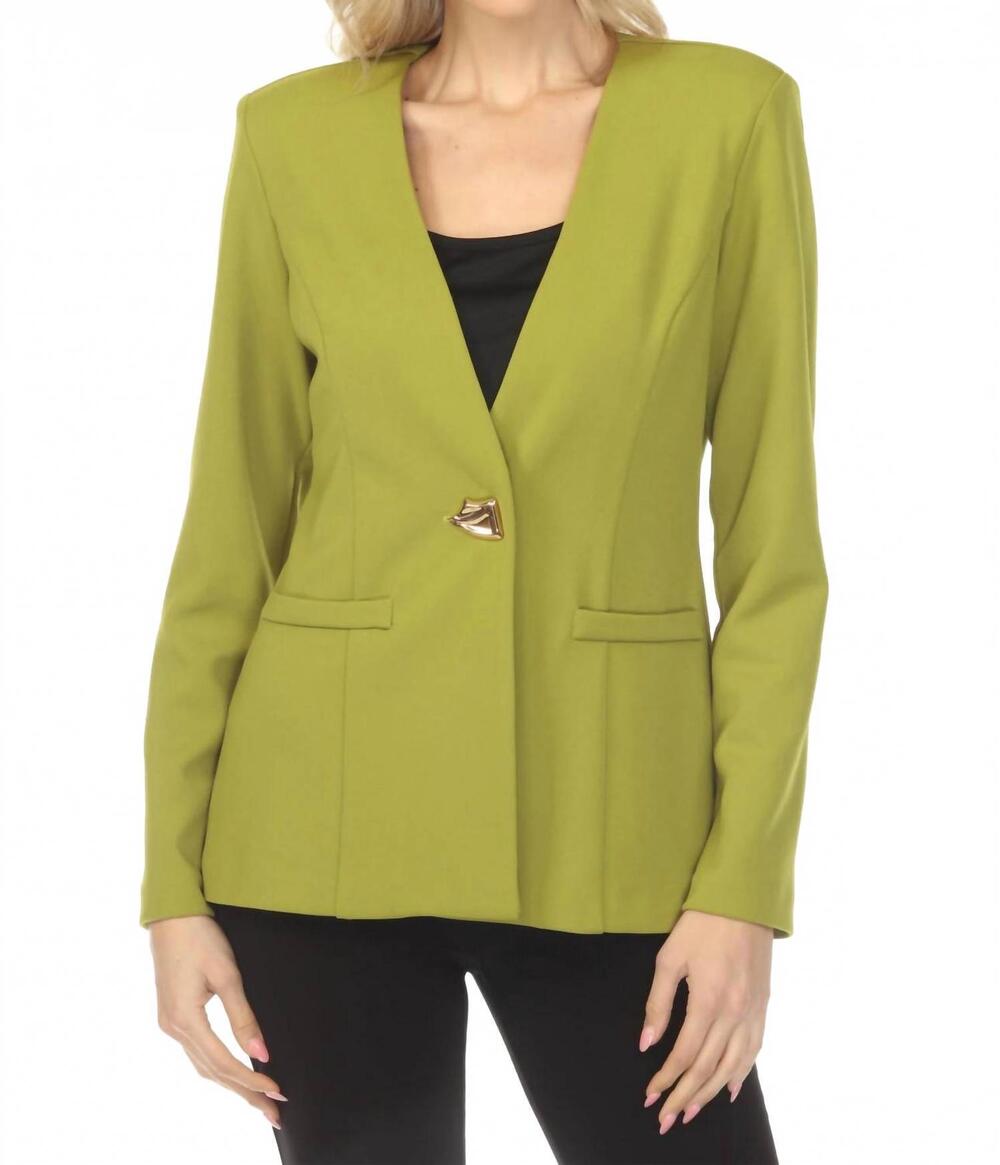 NEW JOSEPH RIBKOFF collarless long sleeve blazer in fern